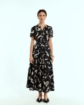 SIXDO G-Black Silk Flared Dress for Women